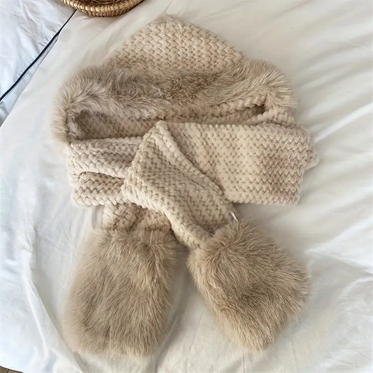 Hooded Faux Fur Scarf