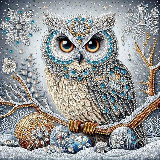 Regal Winter Owl 5D Diamond Painting