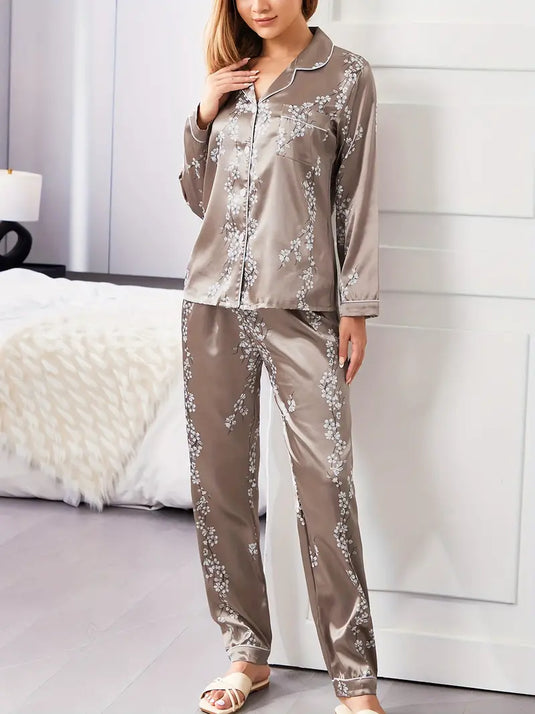 Floral Satin Pajama Set