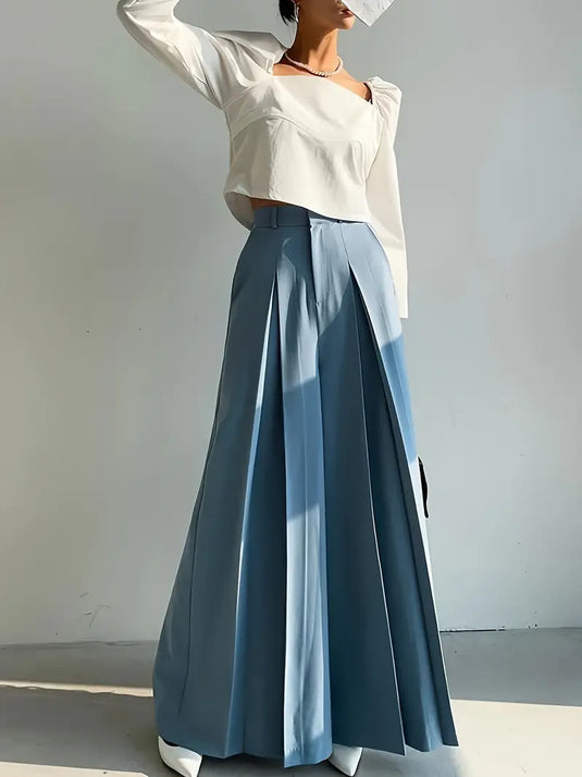 Wide-Leg Pleated Pants