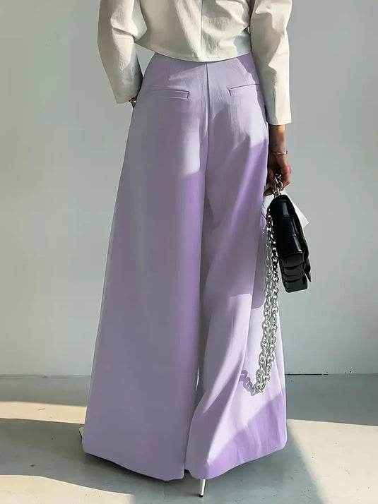 Wide-Leg Pleated Pants