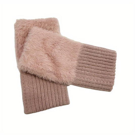 Cozy Furry Knit Fingerless Gloves