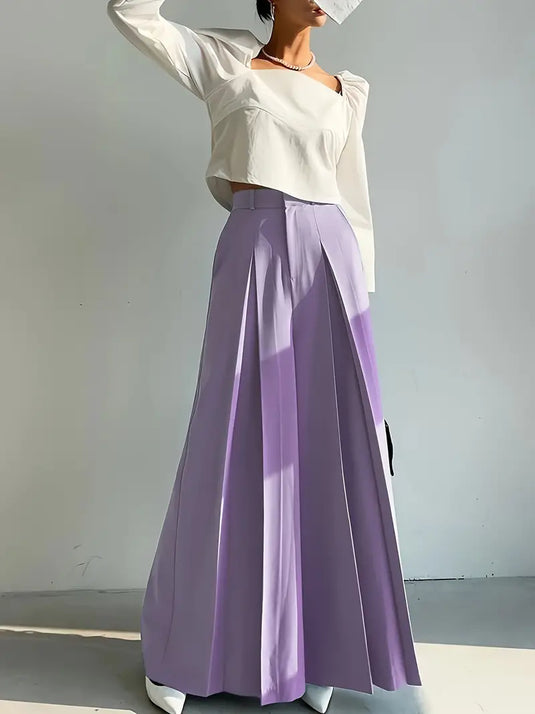 Wide-Leg Pleated Pants