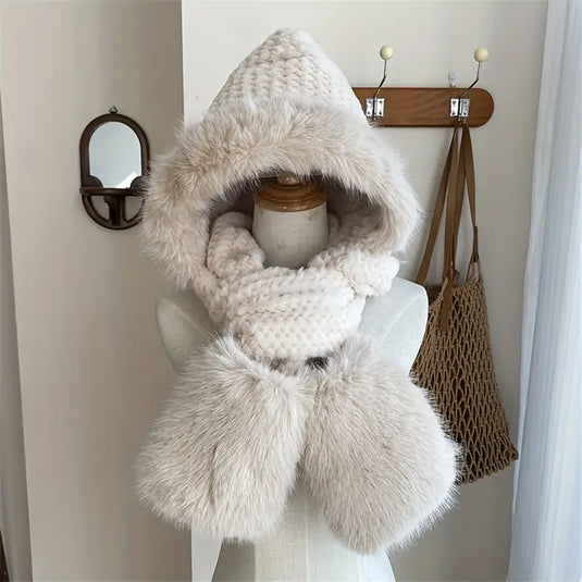 Hooded Faux Fur Scarf