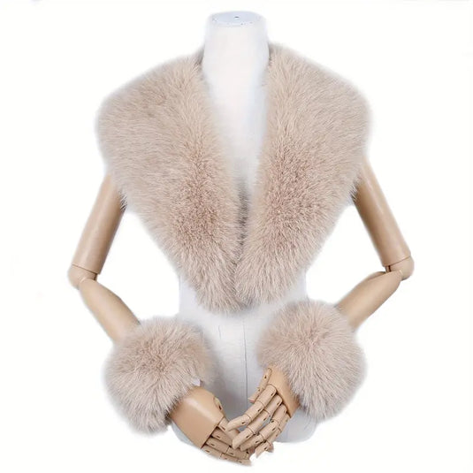 Faux Fur Scarf and Cuffs Set