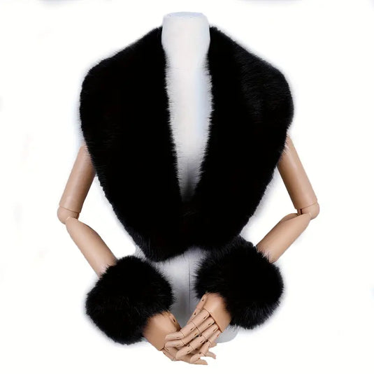 Faux Fur Scarf and Cuffs Set