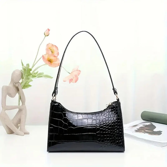 Croc-Embossed Shoulder Bag