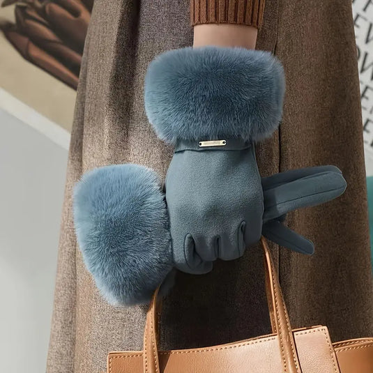 Faux Fur Trim Gloves