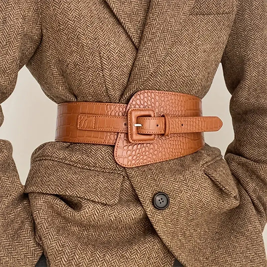 Croc-Embossed Statement Belt