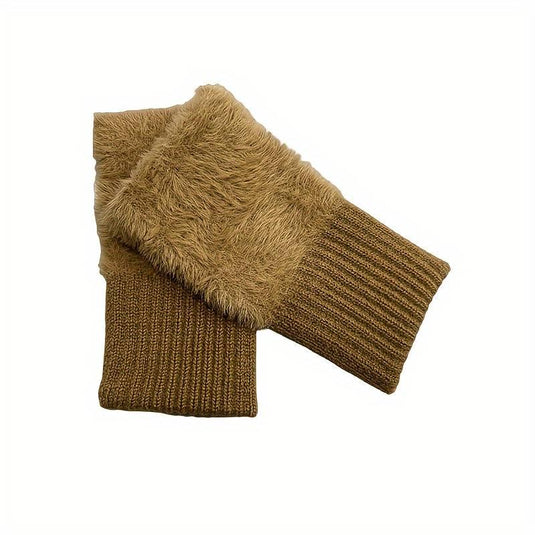 Cozy Furry Knit Fingerless Gloves