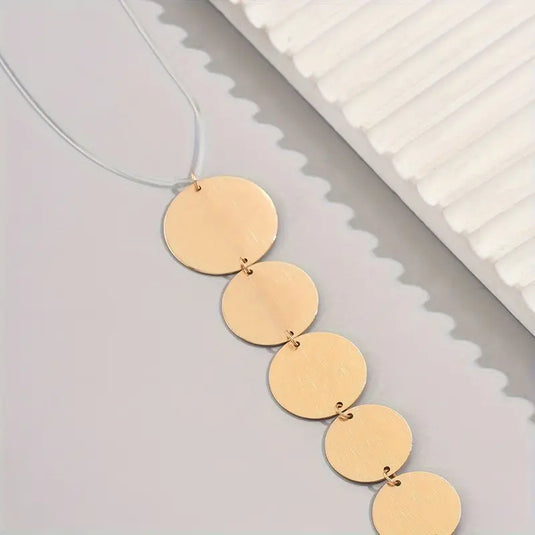 Gold Disc Pendant Necklace