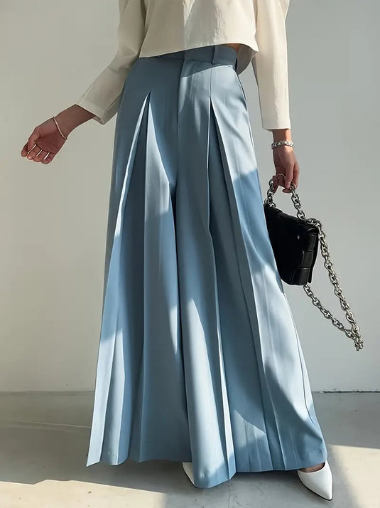 Wide-Leg Pleated Pants