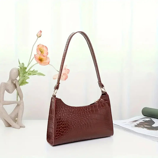 Croc-Embossed Shoulder Bag