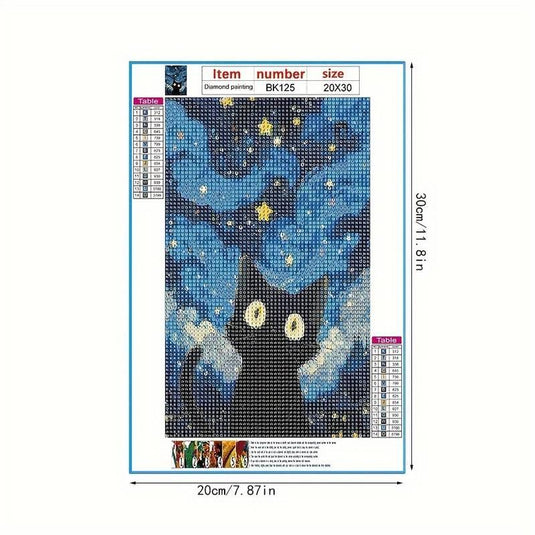 Starry Night Cat 5D Diamond Painting Kit