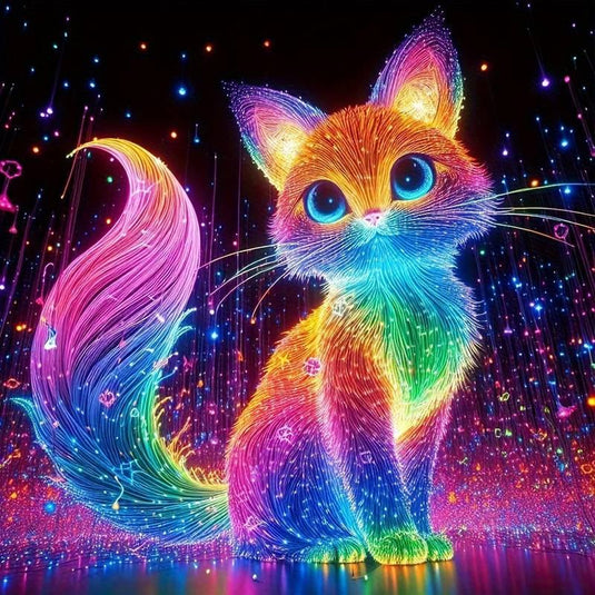 Neon Cat Diamond Painting Kit