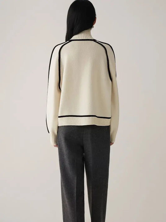 Contrast Trim Turtleneck Sweater