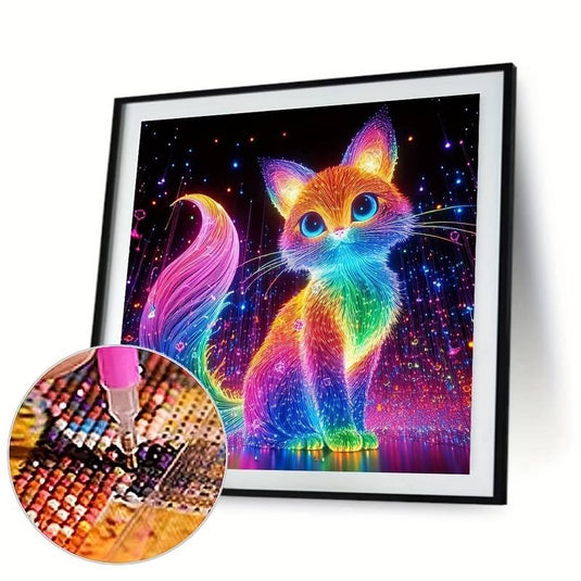 Neon Cat Diamond Painting Kit