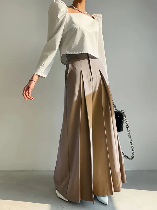 Wide-Leg Pleated Pants