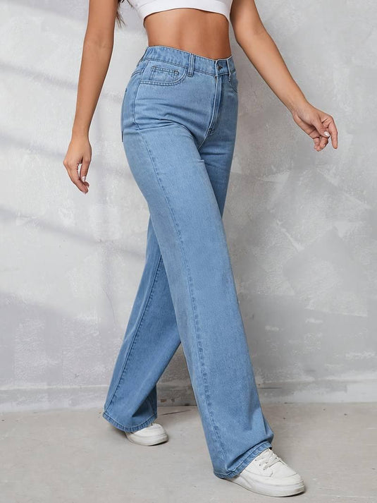 Wide-Leg High Waisted Jeans