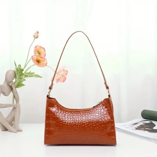 Croc-Embossed Shoulder Bag