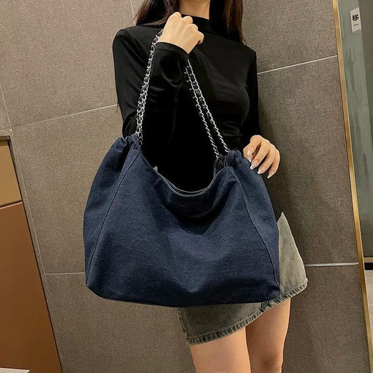 Everly Denim Chain Tote Bag™