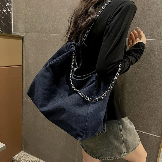 Everly Denim Chain Tote Bag™