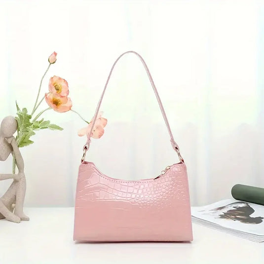 Croc-Embossed Shoulder Bag