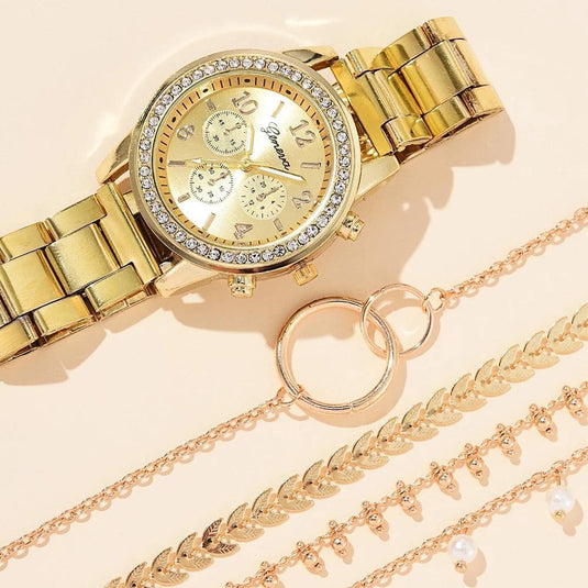 Geneva-inspired Crystal Chronograph Watch Set