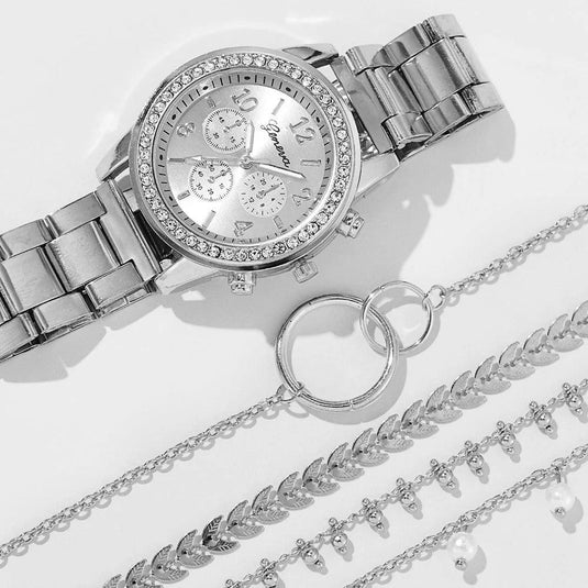 Geneva-inspired Crystal Chronograph Watch Set