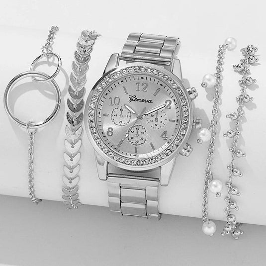 Geneva-inspired Crystal Chronograph Watch Set