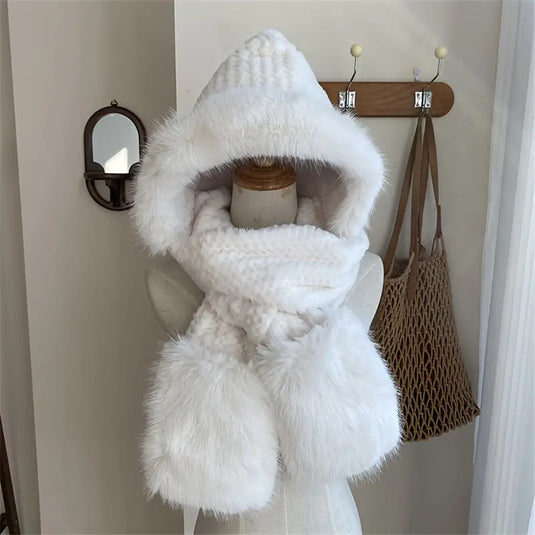 Hooded Faux Fur Scarf